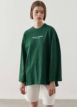 Темно-зелений лонгслів zara