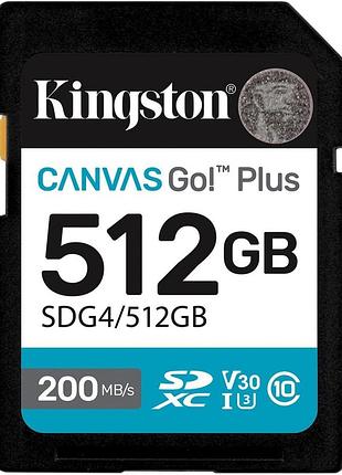 Карта пам'яті kingston sd 512gb c10 uhs-i u3 v30 r200/w160mb/s