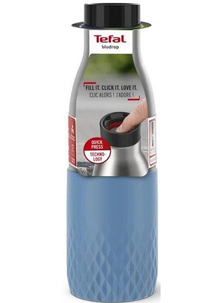 Термопляшка tefal bludrop soft touch, 500мл, нержавіюча сталь, блакитний