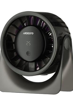 Вентилятор ardesto onebreeze ft-m95b настольный, 12см, дисплей, аккумулятор, usb-a type-c, серый