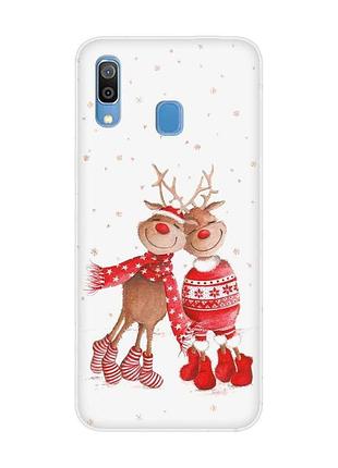 Чехол для samsung galaxy a30(2019)/a20(2019) весёлые олени (принт 150)