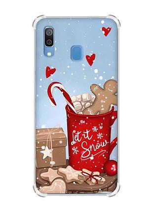 Чехол с утолщёнными углами на samsung galaxy a30(2019)/a20(2019) какао с пряниками (принт 191)