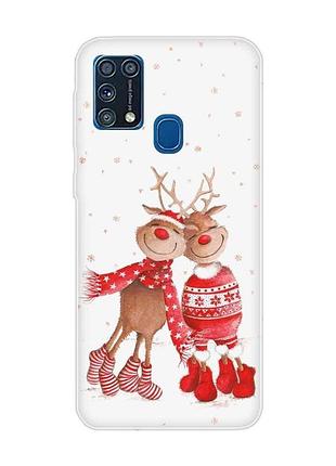 Чехол на samsung galaxy m31 весёлые олени (принт 150)