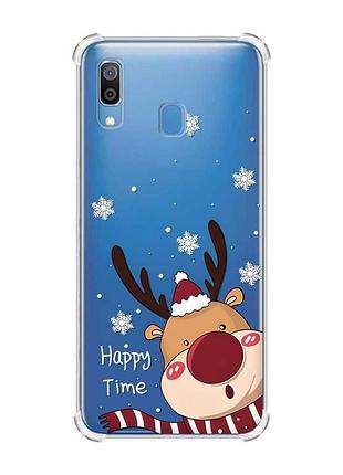 Чохол з потовщеними кутами на samsung galaxy a30 (2019) / a20 (2019) зимове оленя (принт 155)