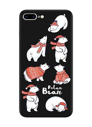 Матовый черный чехол на apple iphone 7 plus / iphone 8 plus :: мишки (принт 145_1)