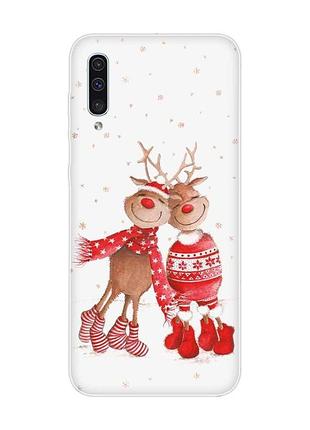 Чехол на samsung galaxy a50 (2019) a505 :: весёлые олени (новогодний принт 150)