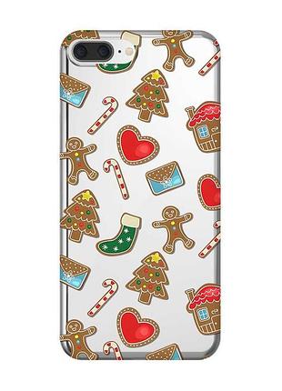 Прозрачный чехол на iphone 7 plus/8 plus :: рождественский фон (новогодний принт 181)
