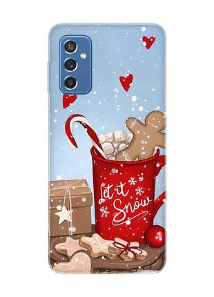 Чохол на samsung galaxy m52 какао з пряниками (новорічний принт 191)