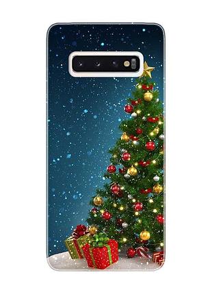Чохол на samsung galaxy s10 ялинка з подарунками (новорічний принт 159)