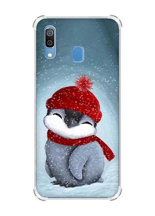 Чехол с утолщёнными углами на samsung galaxy a30(2019)/a20(2019) пингвинёнок в шапочке (принт