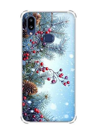 Чехол с утолщенными углами на samsung galaxy a10s/a107 :: зимний фон (новогодний принт 167)
