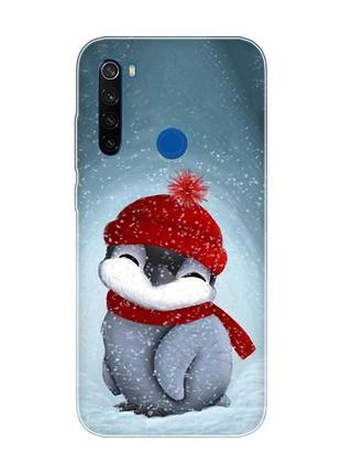 Чохол на xiaomi redmi note 8t пінгвіненя у шапочці (новорічний принт 157)