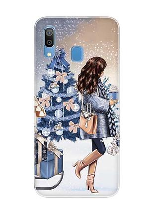 Чохол для samsung galaxy a30 (2019) / a20 (2019) новий рік. дівчина з подарунками (принт 143)