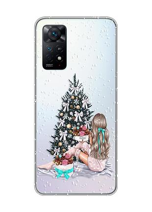 Прозрачный чехол для xiaomi redmi note 11 pro/12 pro 4g :: девушка возле ёлки (принт 139)
