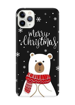 Матовый черный чехол на iphone 11 pro (5.8) мишка. с рождеством (принт 146)