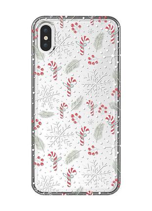 Прозрачный чехол на iphone xs max :: новогодний фон (принт 199)