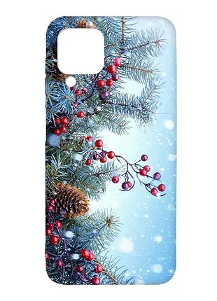 Матовий чорний чохол на samsung galaxy a12 :: зимовий фон (принт 167)