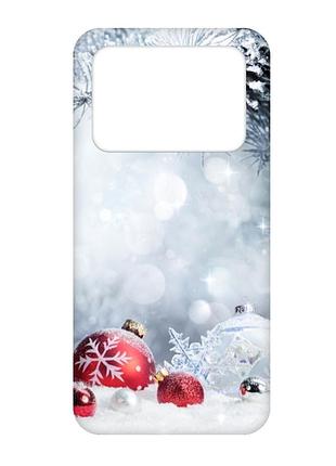 Матовий чохол з чорними боками на xiaomi poco x4 pro 5g :: червоні кульки (новорічний принт 168)