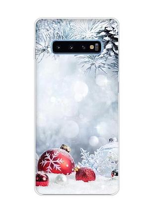 Чехол на samsung galaxy s10 plus :: красные шарики (принт 168)