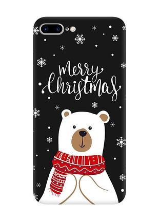 Матовый черный чехол на iphone 7 plus/8 plus :: мишка. с рождеством (принт 146)