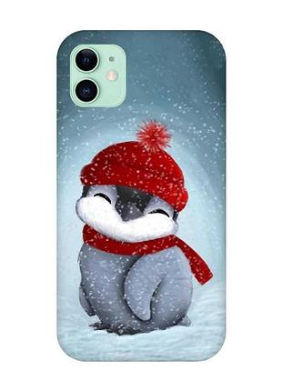 Чохол на apple iphone 11 (6,1) пінгвіненя у шапочці (новорічний принт 157)