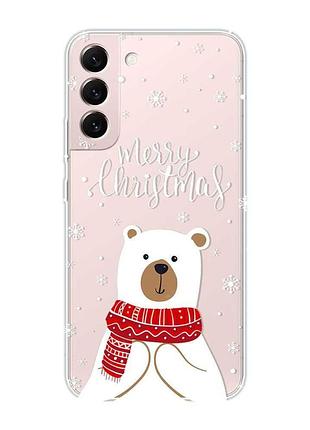 Прозрачный чехол на samsung galaxy s22 :: мишка. с рождеством (новогодний принт 146)