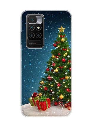 Чохол для xiaomi redmi 10 ялинка з подарунками (новорічний принт 159)