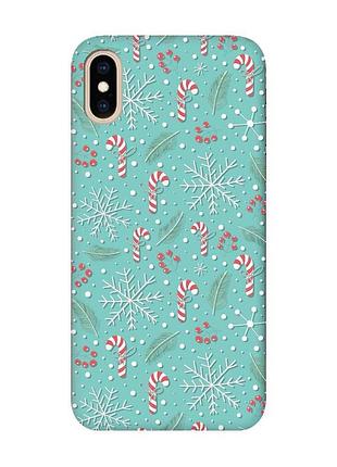 Матовый бирюзовый чехол на iphone xs max :: новогодний фон (принт 199)