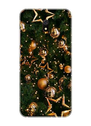 Чохол на xiaomi redmi 8a :: золоті кульки (новорічний принт 162)