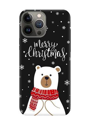 Матовый черный чехол на iphone 13 pro :: мишка. с рождеством (принт 146)