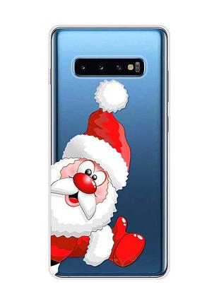 Прозорий чохол на samsung galaxy s10 plus :: санта клаус (новорічний принт 151)