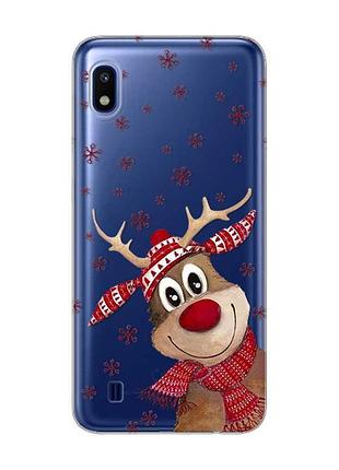 Прозрачный чехол на samsung galaxy a10 (2019) a105 зимний олень (принт 149)