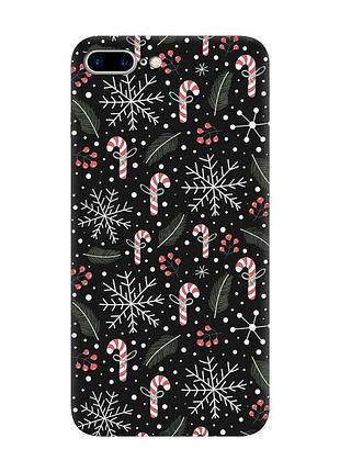 Матовый черный чехол на iphone 7 plus/8 plus :: новогодний фон (принт 199)