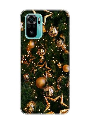 Чохол на xiaomi redmi note 10 / note 10s золоті кульки (новорічний принт 162)