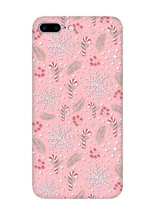 Матовый розовый чехол на iphone 7 plus/8 plus :: новогодний фон (принт 199)