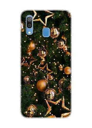 Чохол для samsung galaxy a30 (2019) / a20 (2019) золоті кульки (новорічний принт 162)