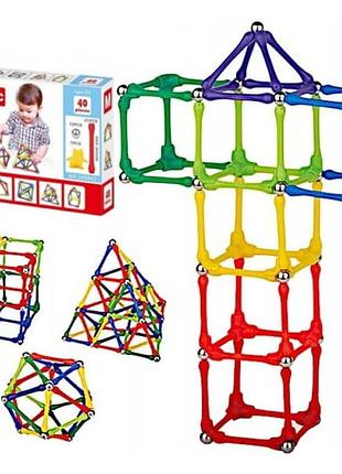 Магнітний конструктор magnetic фігури jh8943 палочки та кульки, 40 деталей