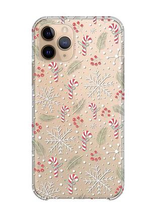Прозрачный чехол на iphone 11 pro :: новогодний фон (принт 199)
