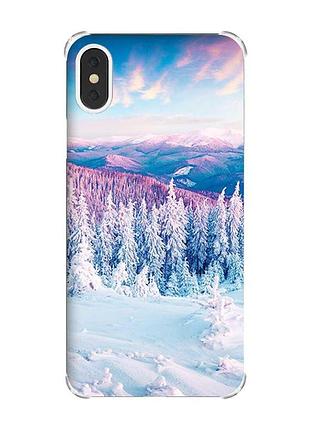 Чохол з потовщеними кутами на iphone x/xs :: зимові гори (принт 163)
