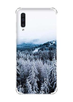 Чохол з потовщеними кутами на samsung galaxy а50 (2019) а505 :: зимовий ліс (принт 164)
