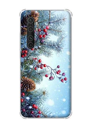 Чохол з потовщеними кутами на xiaomi mi note 10 lite зимовий фон (новорічний принт 167)