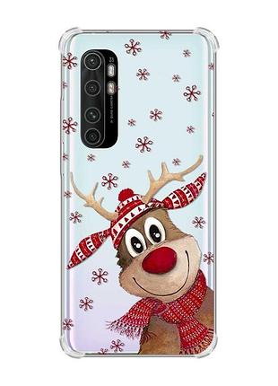 Чохол з потовщеними кутами на xiaomi mi note 10 lite зимове оленятко (принт 149)