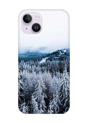 Чехол с защитой камеры на iphone 14 :: зимний лес (принт 164)