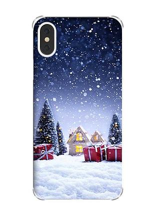 Чохол з потовщеними кутами на iphone x/xs :: святковий вечір (новорічний принт 165)