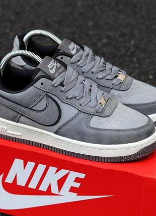 Чоловічі кросівки nike air force 1 low сірі брендові кеди зі шкіри найк аїр форс лоу шкіряні кроси на літо
