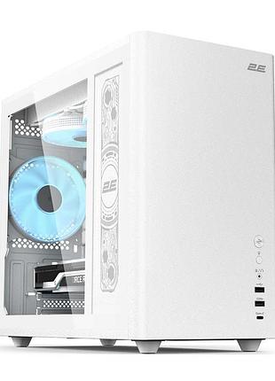 Корпус 2e credo plus v350wg без бп, 1xusb3.0, 1х usb 2.0, 1xusb type-c, 3x120мм, vga 350мм, lcs ready, tg side panel, matx, белый