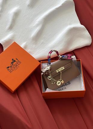 Сумка hermes kelly з хустинкою бежевий