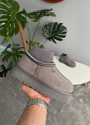 Женские серые угги ugg tasman tazz platform sock grey х угг тасмен 39