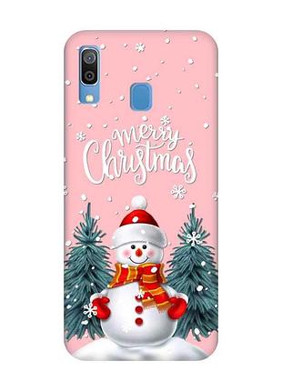 Матовий рожевий чохол на samsung galaxy a30 (2019) / a20 (2019) сніговик (принт 152)