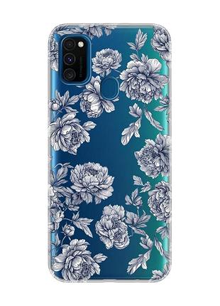 Прозрачный чехол на samsung galaxy m30s/m21 ночные цветы (принт 432)